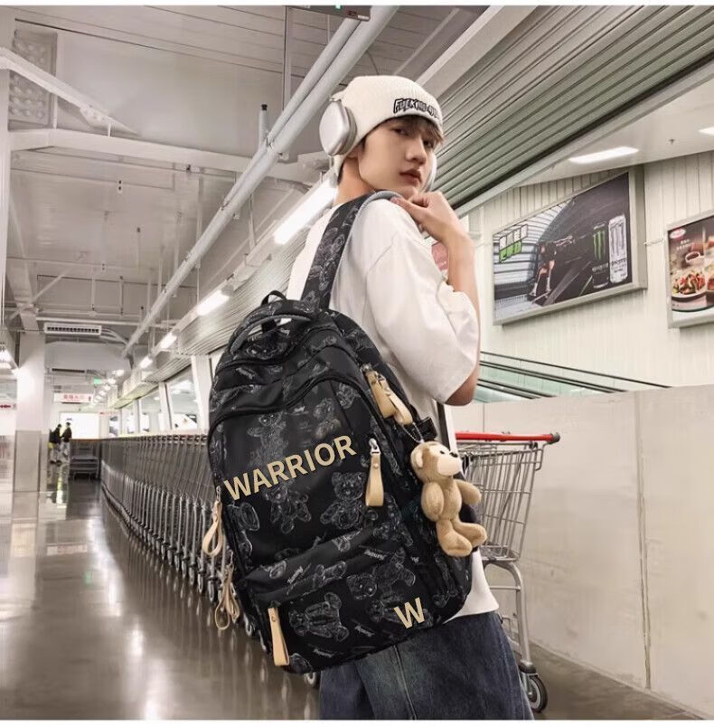Warrior Backpack Junior High School Girls Double Shoulder Bag High School Girls High-Value Large Capacity Lightweight Spine Protection Student Backpack Boys 4
