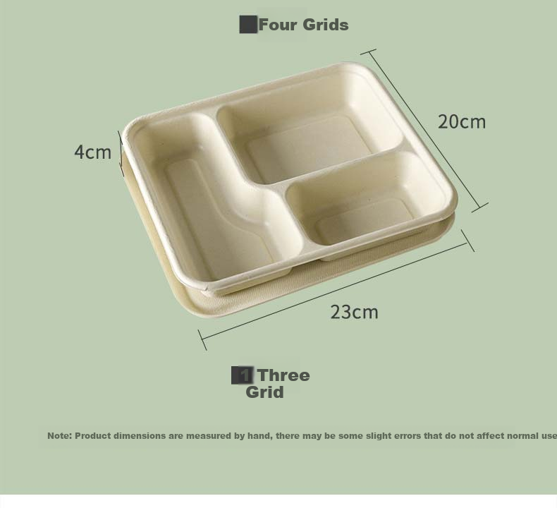 Jiamo Disposable Double Compartment Lunch Boxes, 850ml*50 Sets, Salad Bento Boxes, Biodegradable Sugarcane Pulp Takeout Packaging, Fast Food Containers 2