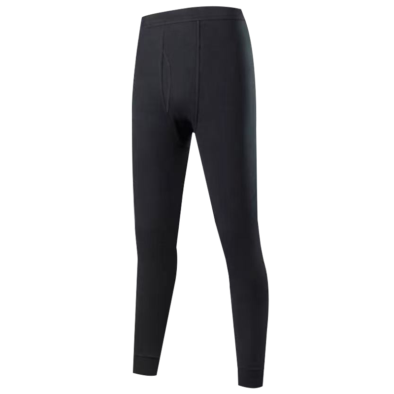 Yalu Men's Thermal Wool and Silk Lined Pants, Medium Thick Cotton Wool Base Layer Winter Autumn Trousers, 2-Pack