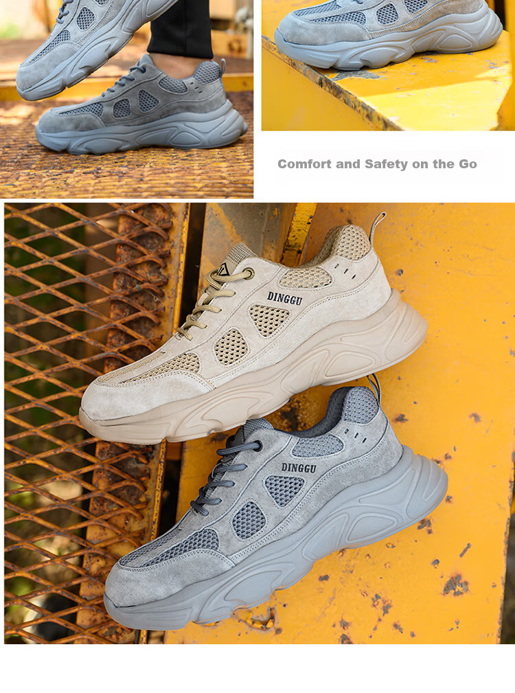 Dinggu Safety Shoes for Men, Ultra-Light Soft Sole, Non-Slip, Wear-Resistant, Anti-Smashing, Puncture-Proof Construction Site Safety Shoes JD1166MHW42 10