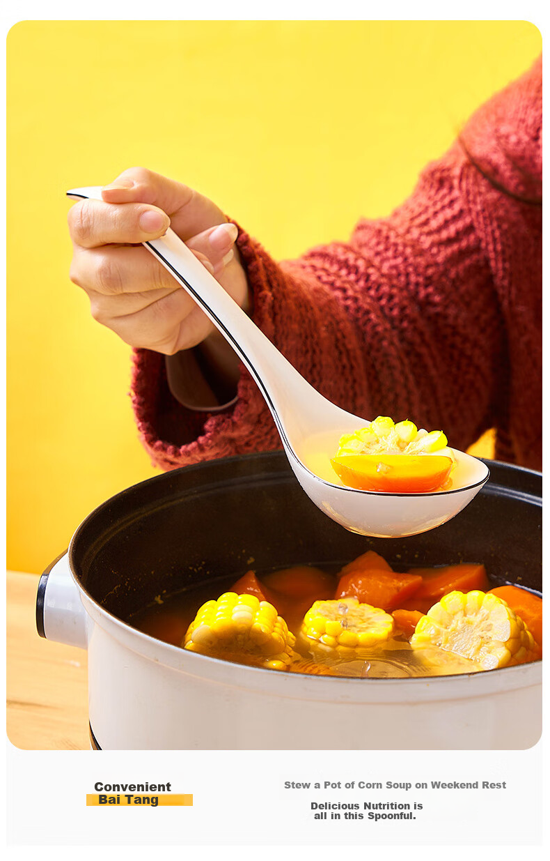 Youlaifu Ceramic Large Soup Ladle, Rice Spoon, Individual Serving Spoon, Hot Pot And Casserole Spoon, Porridge Spoon, Soup Ladle, Tablespoon, Extra Large Size 8