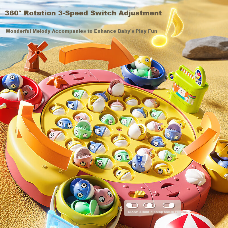 AoZhiJia Children's Toy, 1-3 Years Old Large Electric Rotating Magnetic Fishing Toy, Birthday Gift for Boys And Girls