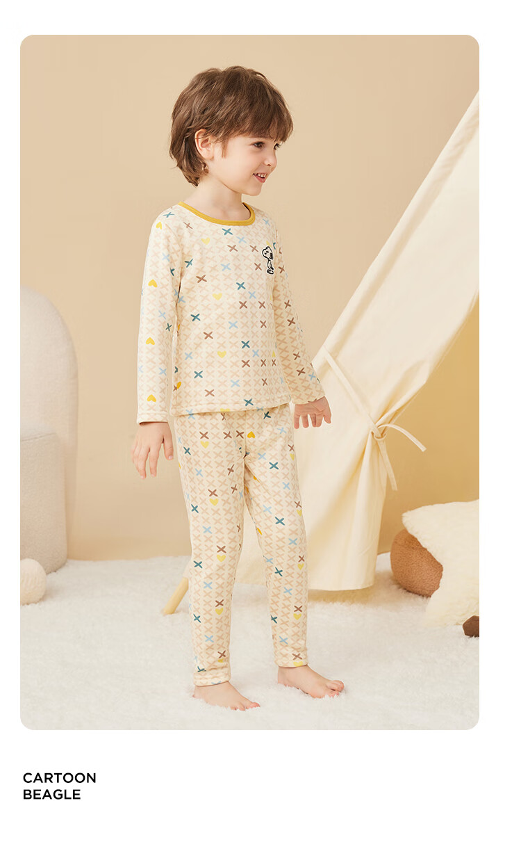 SNOOPY Kids Thermal Underwear Fleece-Lined Milk Silk Set Autumn Pajamas for Children and Teens Spring New Arrival 17