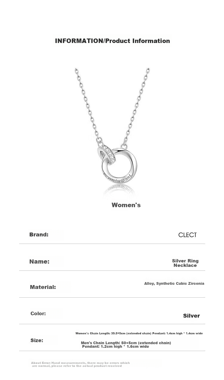 Clect Couple's Necklace for Women, Mobius Ring Alloy Collarbone Chain, Fashion Jewelry, Birthday Gift for Wome 5