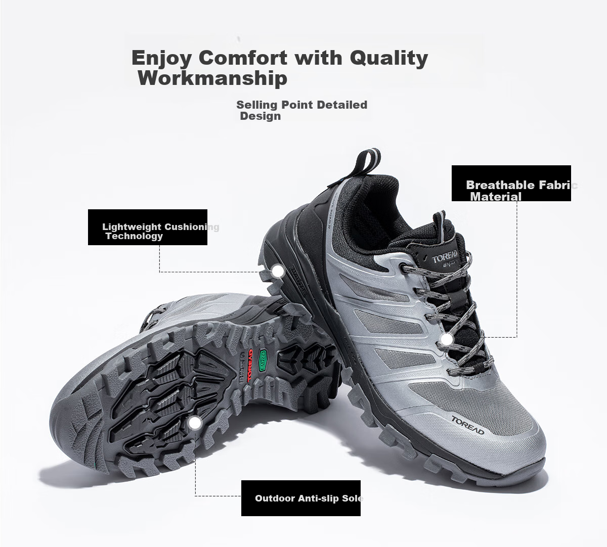 TOREAD Waterproof Hiking Shoes for Men, Autumn And Winter Outdoor Mountaineering Shoes, Non-Slip Comfortable Casual Sports Shoes TFAABN91766 7