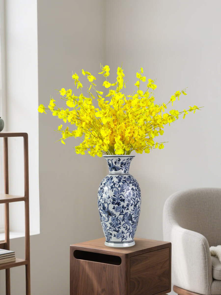 Qiju Yaji Artificial Dancing Orchid Guesthouse Teahouse Faux Silk Flowers Living Room Table Decoration 10 Stems 20096 1