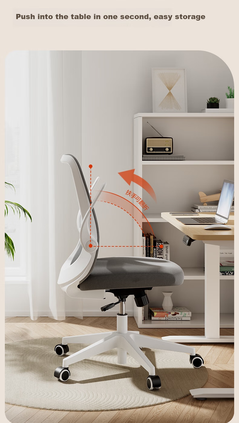 Deli 91106 Foldable Chair with Backrest And Armrests, Home Office Chair, Study Chair, Ergonomic Design, Gray 2