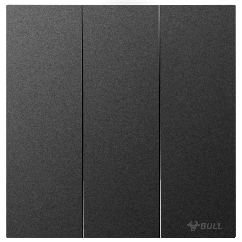 BULL Switch Socket G57 Butterfly Ultra-thin Series Three-gang Two-way Switch Large Panel G57K312 Ink Cloud Gray
