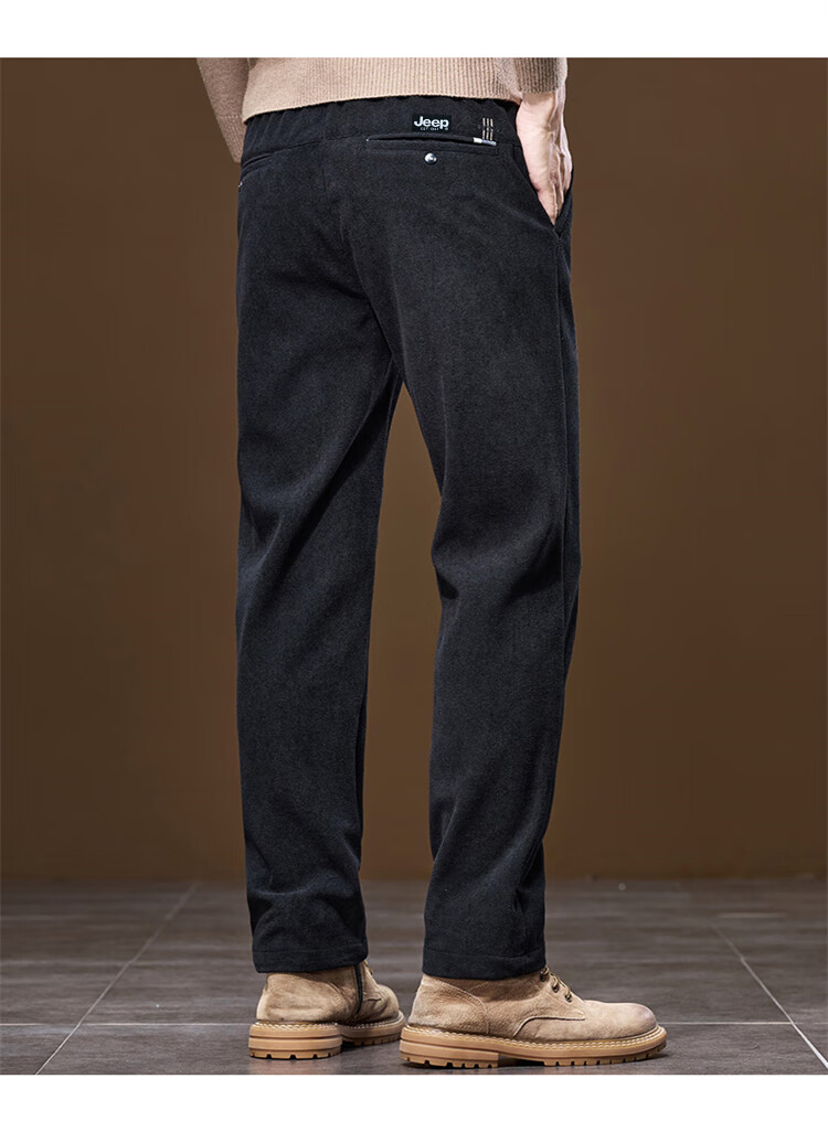 JEEP Men's Casual Corduroy Straight Loose Fit Pants Autumn Winter Sports Trousers Navy Blue 36 6