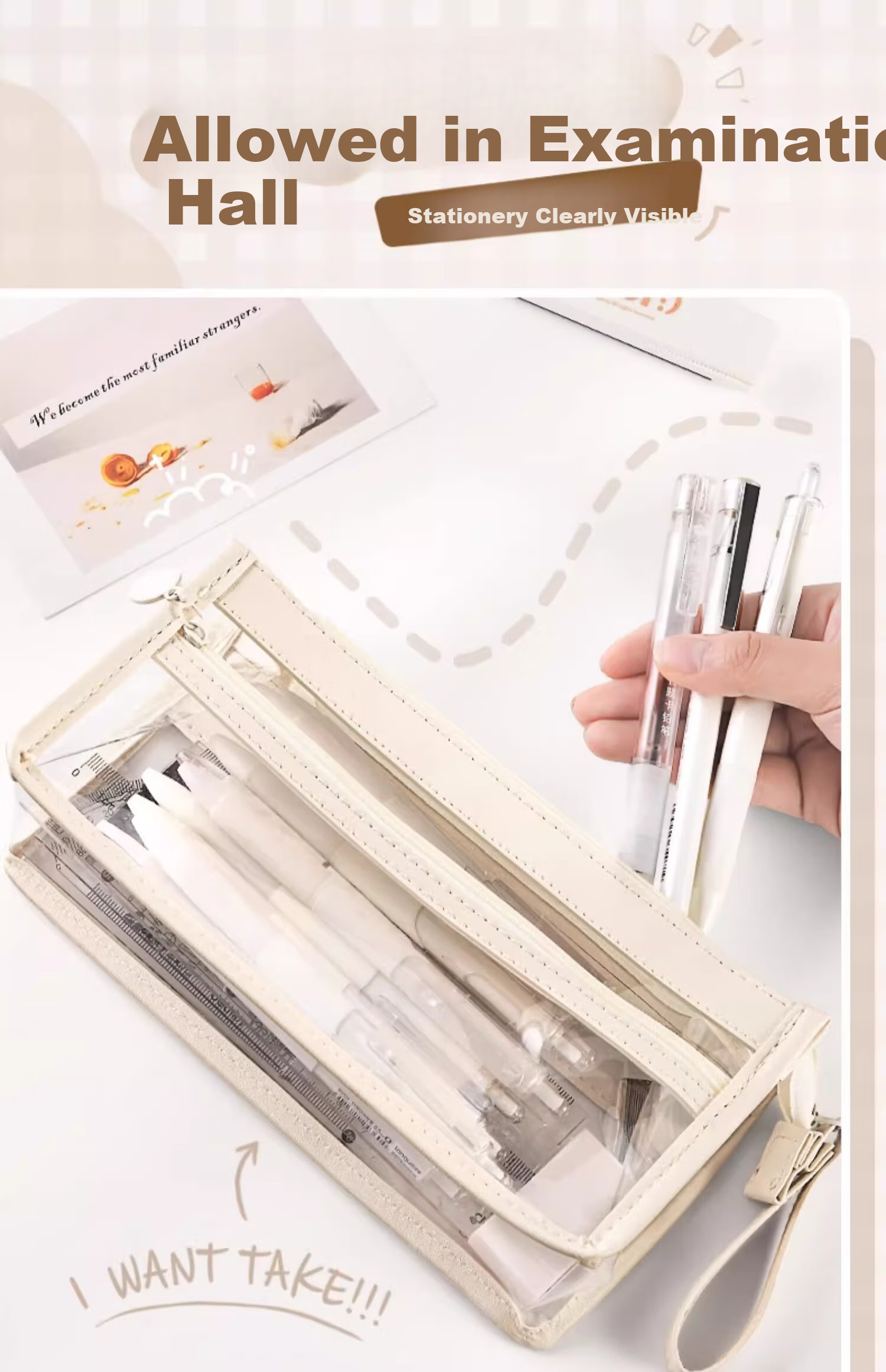 Shuxing Three-Layer Transparent Pencil Case, Exam-Specific Large Capacity, High School Entrance Exam Stationery Bag, Aesthetically Pleasing Simple Pencil Box, for Girls And Boys in Primary And Secondary Schools 6