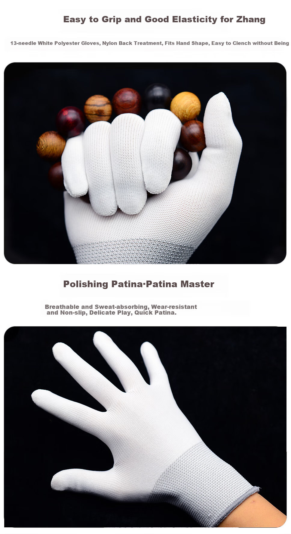 Lugong Thickened Nano Polishing Gloves for Beads, Walnut Shells, Prayer Beads, Star And Moon Beads, Bodhi Seeds, And Vajra Beads, 20 Pairs 7