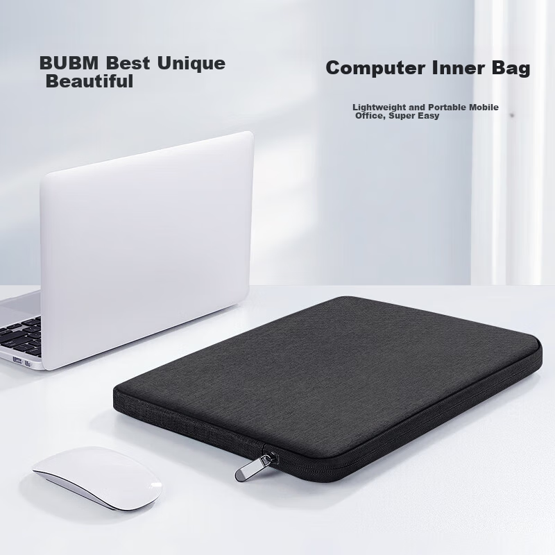 BUBM Laptop Sleeve, Fleece-Lined Shock-Absorbing Inner Lining Storage Bag, Laptop Protective Case, Black, 13.3 Inches