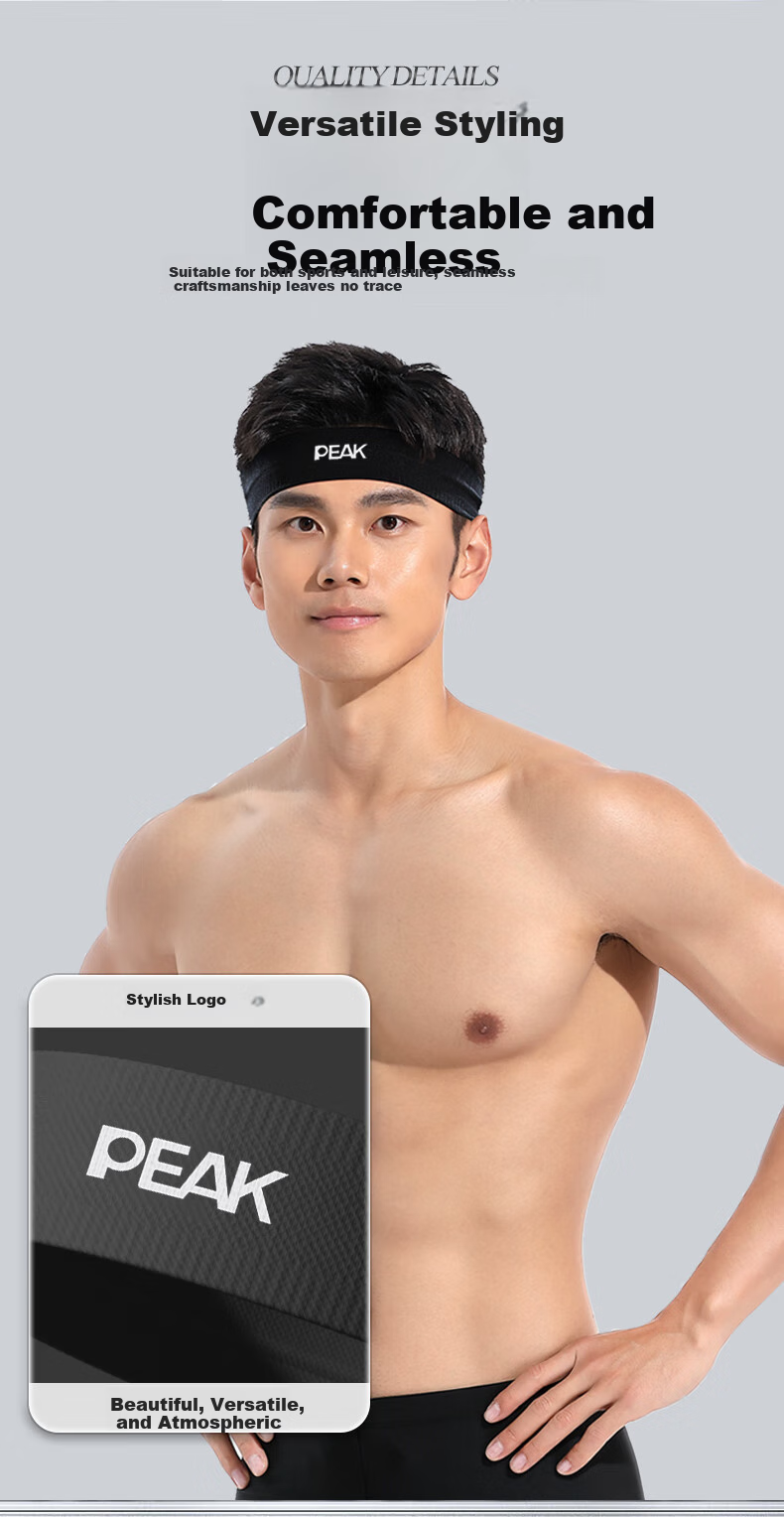 PEAK Sports Headband for Men And Women, Sweat-Absorbing Headband, Sweat-Stopping Band, Running Sweat-Guiding Band, Basketball Sweat-Proof Headband, Hair-Tying Headband, Head Hoop 8
