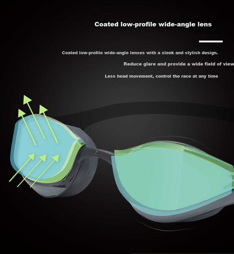 Speedo Shark Skin Series Pure Vision Japanese Imported Racing Training Anti-Fog Coated Swimming Goggles, Electric Yellow 8