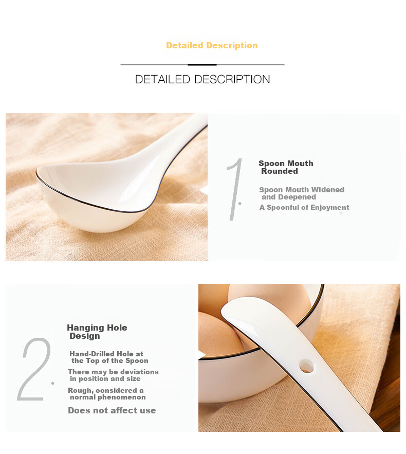 Youlaifu Ceramic Large Soup Ladle, Rice Spoon, Individual Serving Spoon, Hot Pot And Casserole Spoon, Porridge Spoon, Soup Ladle, Tablespoon, Extra Large Size 11