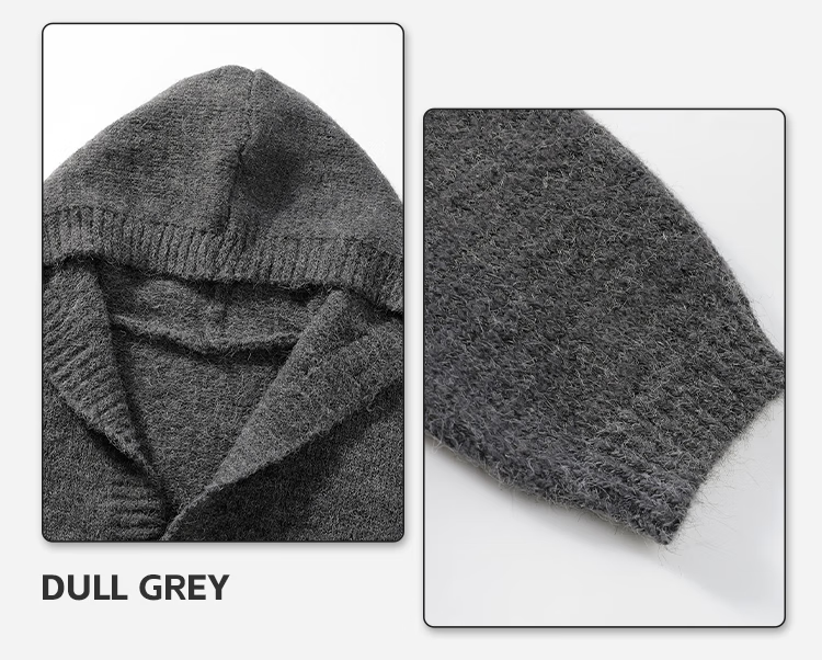 Homlean Lazy Style Hooded Cardigan Sweater Men Autumn Loose Casual Warm Knit Jacket HY07 Dark Gray 2XL 6
