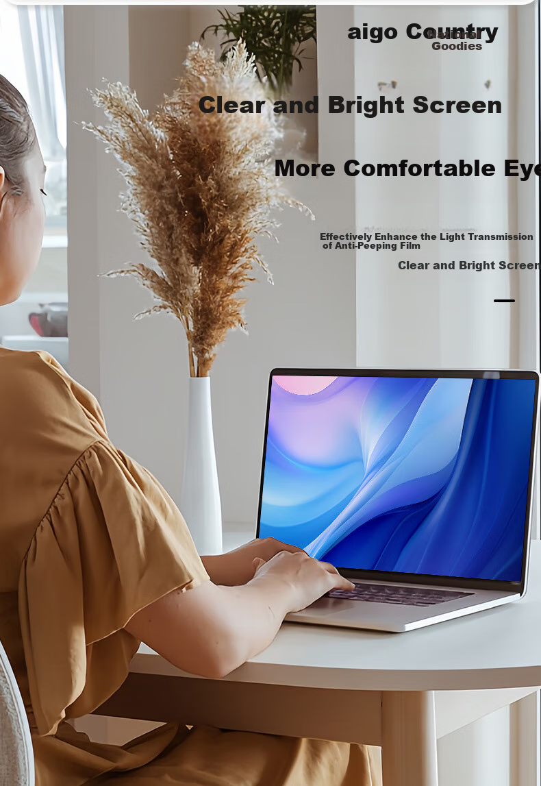 Aigo Computer Privacy Screen Protector, Anti-Glare Film for Monitor, Blue Light Blocking, Compatible with Laptops And Desktop Computers, Universal Privacy Protection Film, 17.3 Inches (16:9), New Imported Base Material 3