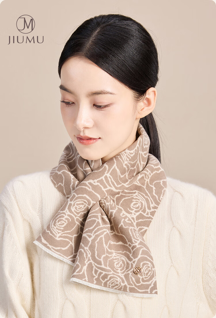 JIUMU Women's Silk Small Scarf Autumn Winter Mulberry Silk Warm Neck Scarf Short Scarf Gift for Women and Moms Gift Box Set 1