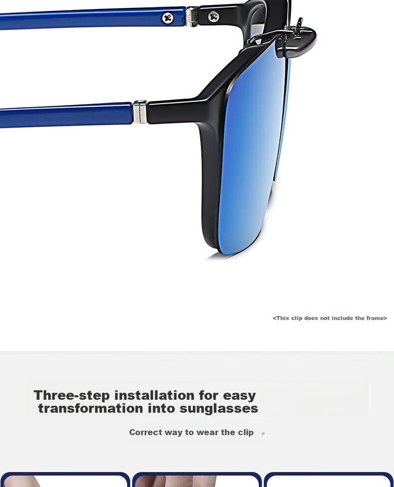 Cuntiandaofu Sunglasses Clip, Ultra-Light Myopia Polarized Clip-On for Driving And Fishing, UV Protection Clip-On, Polarized Black And Gray 5