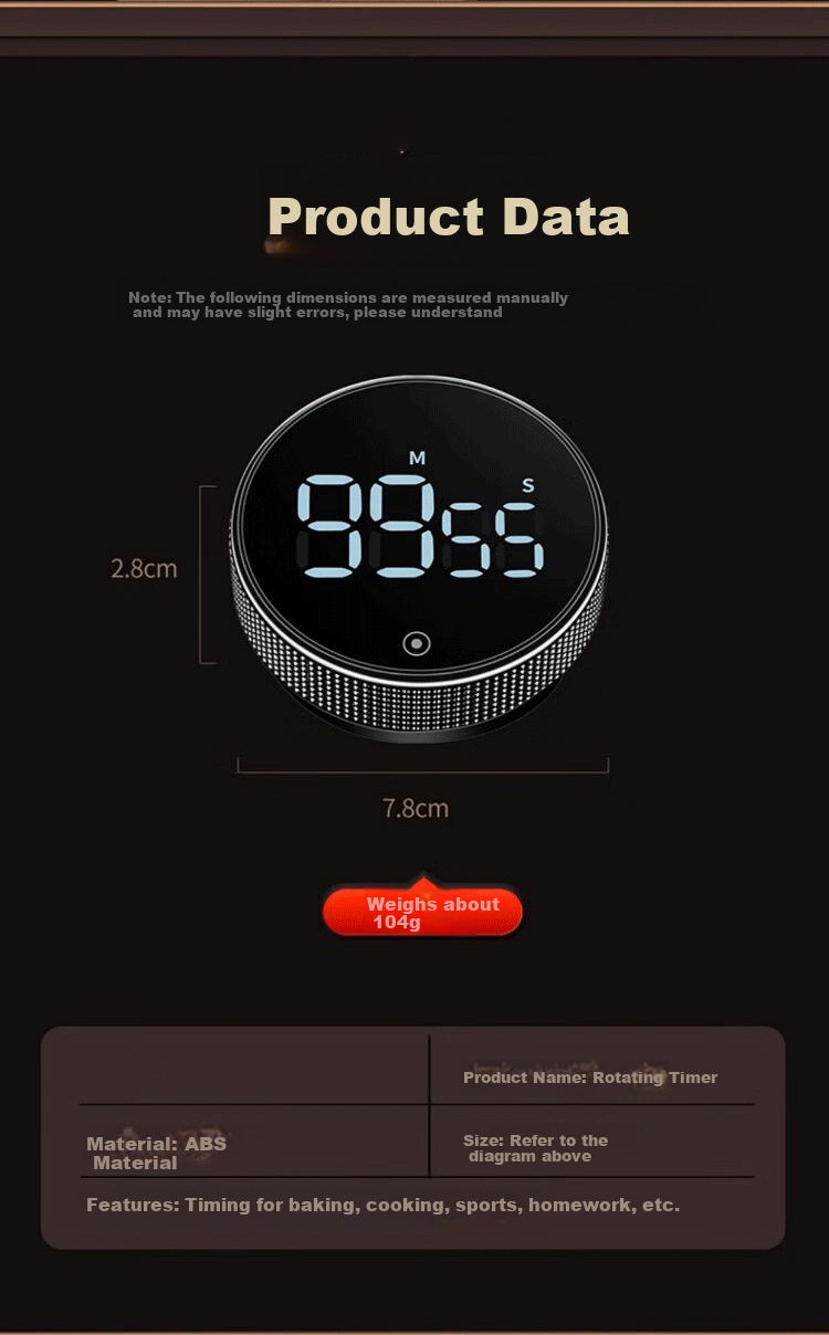PAKCHOICE Kitchen Timer, Electronic Visual Timer, Magnetic Multi-Functional Time Management Tool for Children And Students 12