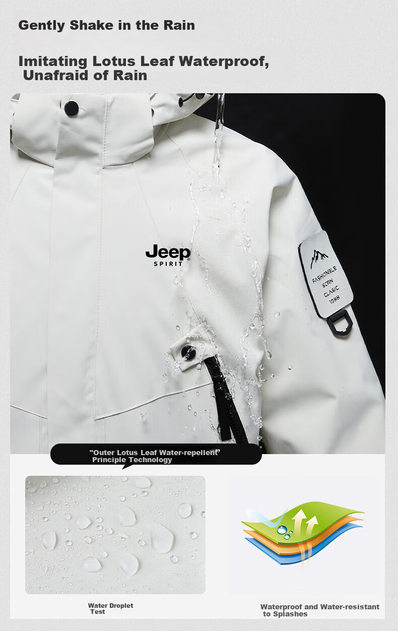 JEEP SPIRIT Men's Spring And Autumn Jacket, Casual Waterproof Sports Hiking Coat for Couples, Fluorescent Green, Size L 20
