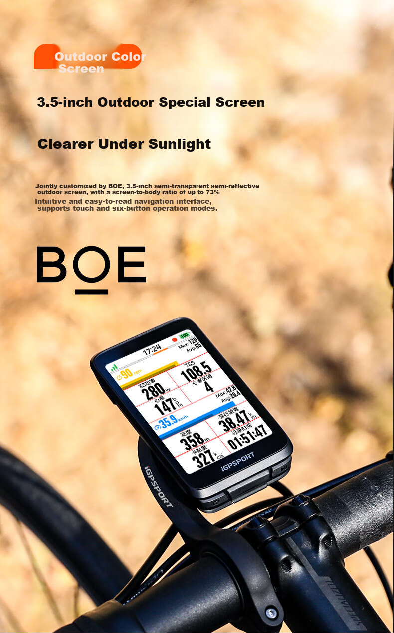 IGPSPORT Bicycle Computer, Road Bike GPS Navigation Computer, Smart Wireless Cycling Computer, BiNavi, Black 15