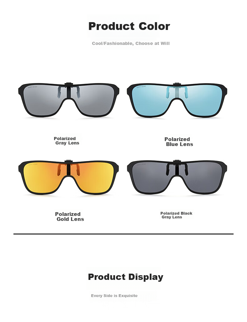 Chaersitaoxin Clip-On Sunglasses for Nearsighted Men And Women, Polarized Driving Glasses, Sun Protection Clip-On Sunglasses, Sports Mercury 6