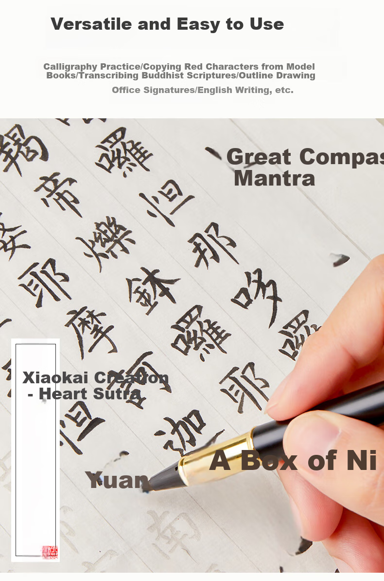 Liupintang Fountain Pen-Style Brush Pen for Calligraphy Practice, Small Regular Script, Refillable Ink, for Adults And Beginners, Portable Soft-Tip Wolf Hair Brush Pen for Copying Buddhist Sutras [16 Free Ink Cartridges Included] 6
