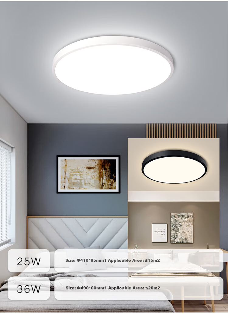 Foshanzhaoming Full-Spectrum Eye-Protection Ceiling Light, Photocatalyst Bedroom Lamp, High Ra97, Gentleman Black, 36W 14
