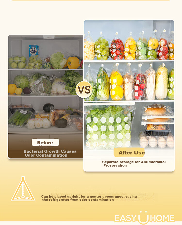 Easy Your Home Food Antibacterial Storage Bags with Zipper, Thickened Refrigerator Organizer Bags, Reusable Portion Bags, Small Size, 20 Pieces 12