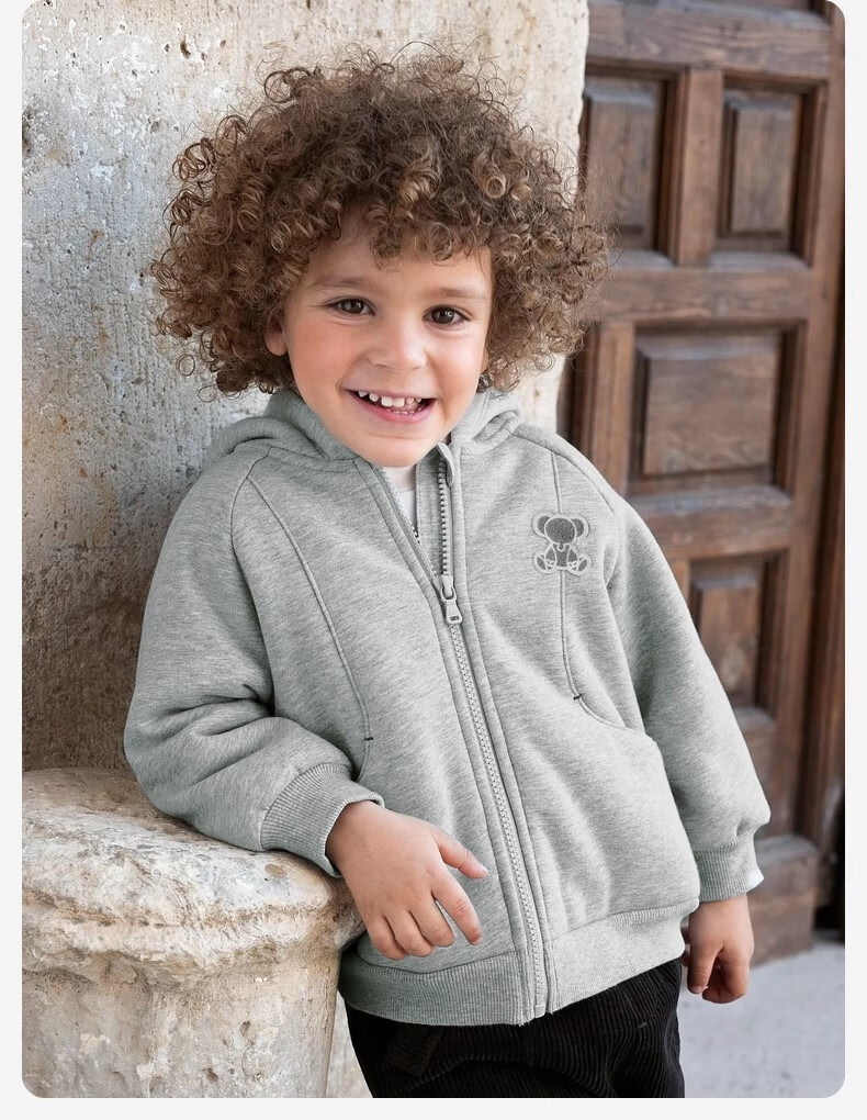 DAVE & BELLA Kids Autumn Jacket Fleece Lined Casual Hoodie for Boys and Girls Baby Hooded Clothing 2