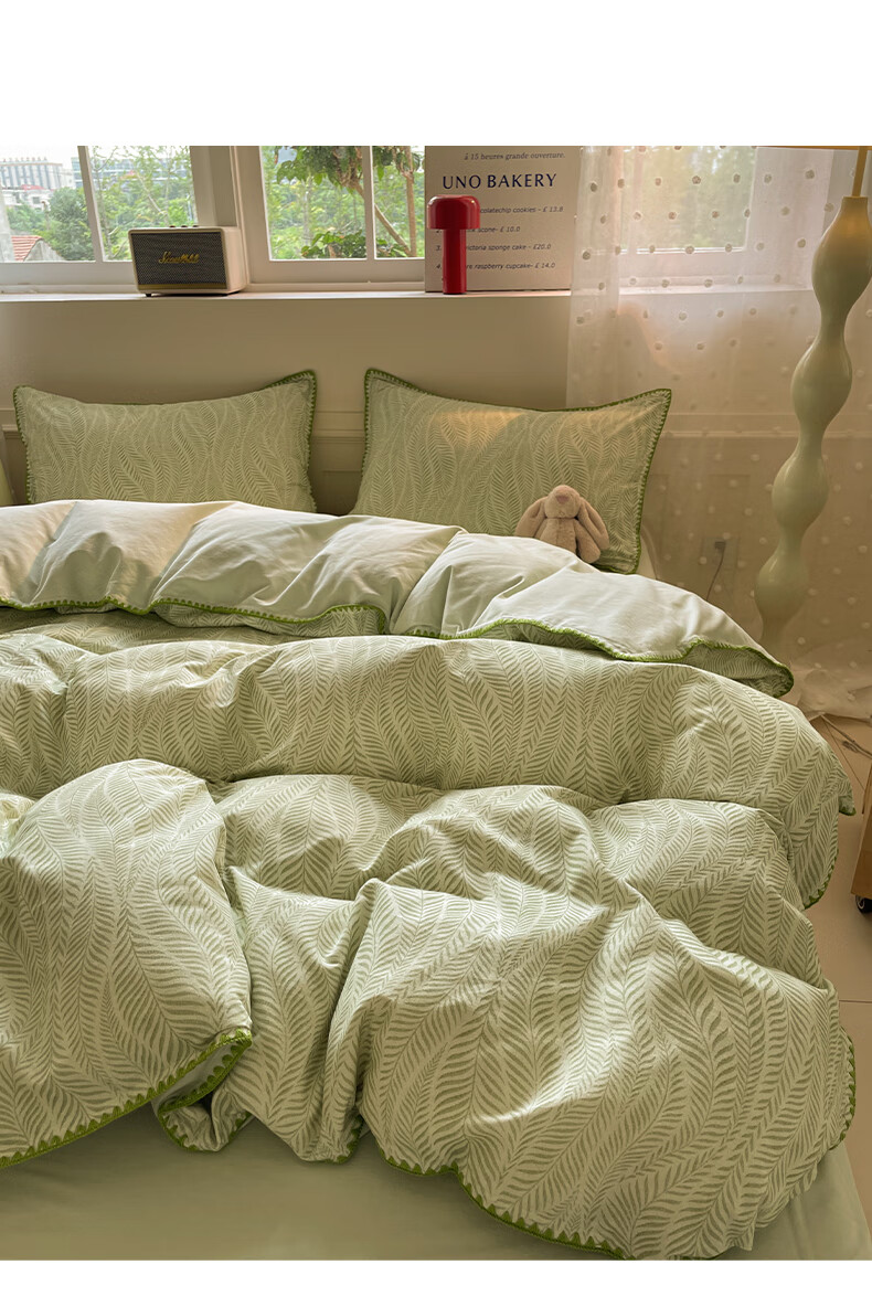 MUJI A-Class 100% Cotton Brushed Four-Piece Bedding Set 1.5/1.8m Bed Home Comfortable Skin-Friendly Pure Cotton Sheet Duvet Cover 200*230cm 4