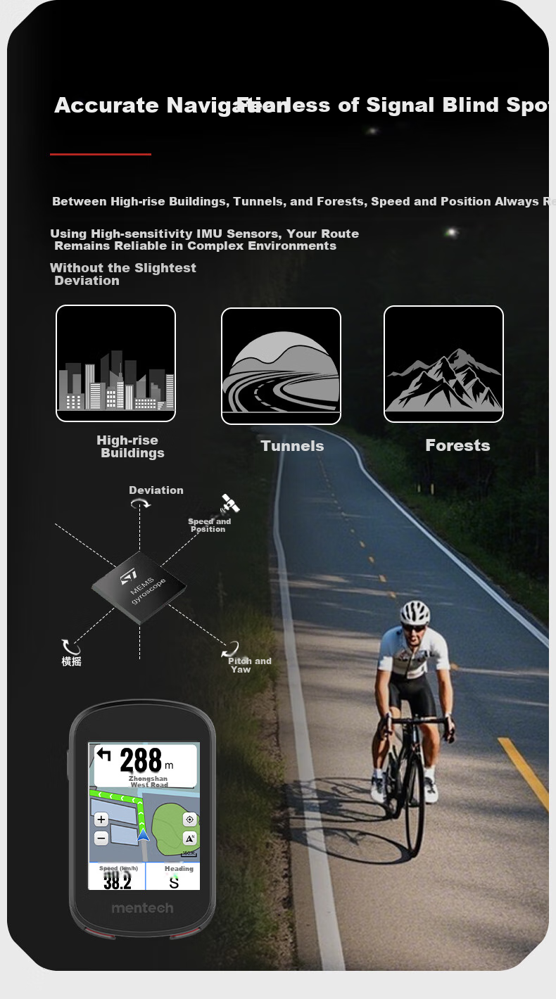Mentech Avant700 Mountain And Road Bike Computer, GPS Smart Wireless Cycling Navigation, Obsidian Black 7
