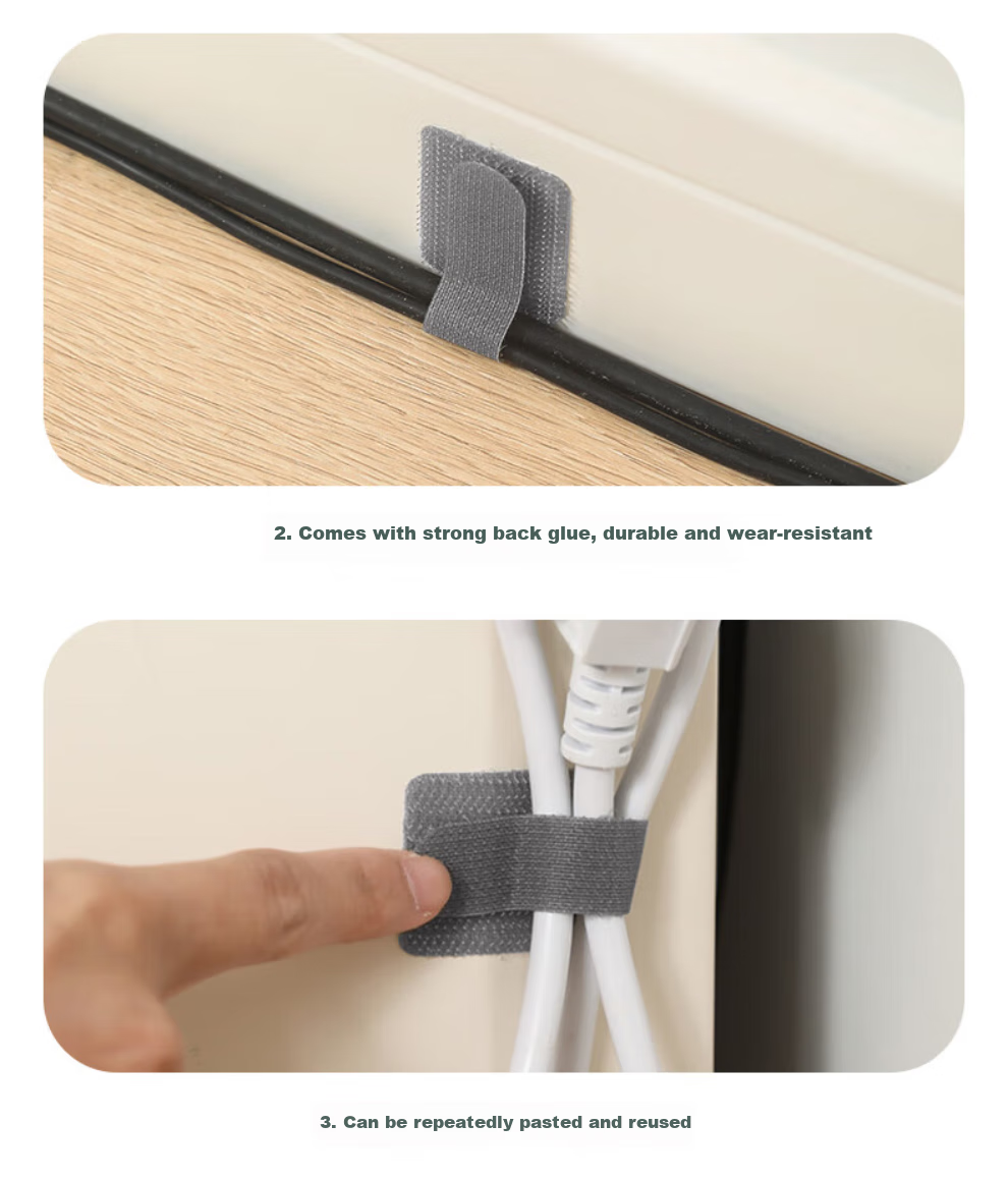 Dengbi Magic Tape Cable Tie, Data Cable Organizer, Wire Management Tool, Cable Tie for Power Cords And Bundles, Cuttable And Adjustable Cable Fastener 10