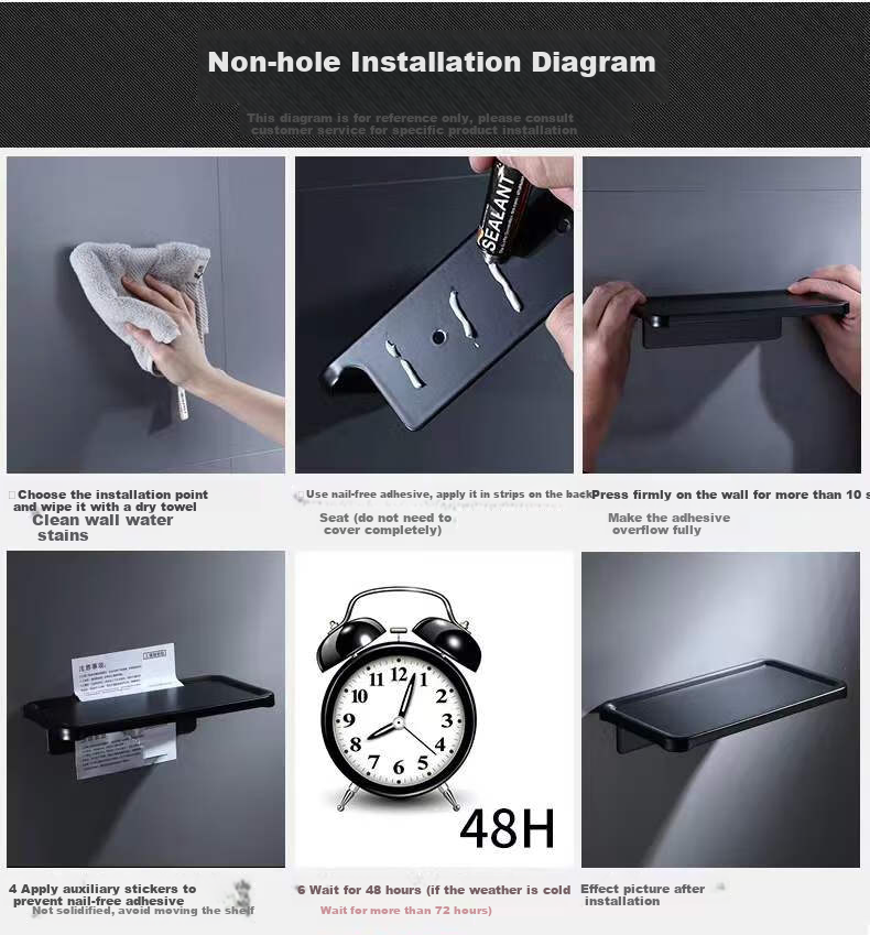 Huxiansen Gun Gray Bathroom Phone Holder, No Drilling Required, Toilet And Bathroom Space Aluminum Storage Rack, Hotel Restroom Storage Tray 2