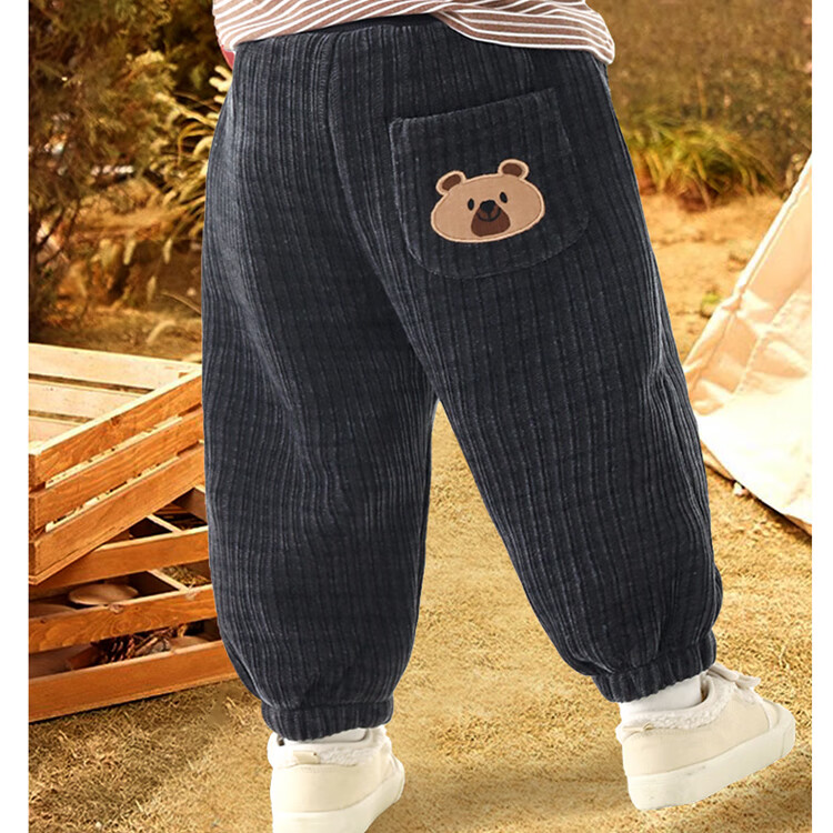 BOBDOG Kids Pants Autumn Winter Thin Fleece Lined Casual Boys Long Pants Versatile Outerwear Sweatpants for Older Children 19