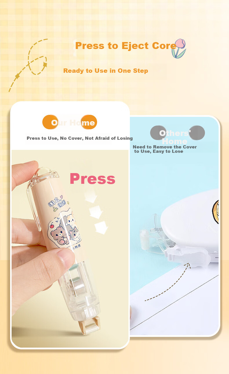 CHANGLi Push-Button Dot Glue Correction Tape Double-Sided Transparent High-Adhesive Student Error Correction Tape Journal Sticker Dot Glue Pen Children's Handcraft Dotted Double-Sided Adhesive Glue Large Capacity 4