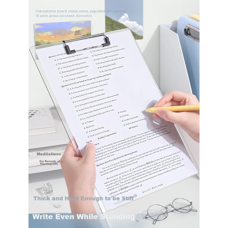 Jianfan A4 Transparent Clipboard, Acrylic File Folder, Document Holder, Thickened Drawing Board, Clip, Hardboard Stationery, Student Exam Paper Writing Pad, Special Office Supplies, Invoice 3