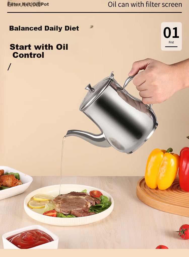 BJ Stainless Steel Oil Dispenser, Kitchen Seasoning Bottle, Leak-Proof Condiment Bottle, Soy Sauce Bottle, Vinegar Jug, Oil Pourer, Oil Bottle, Oil Container 1