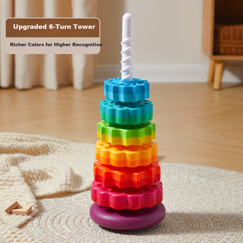 CAREBABY Colorful Stacking Rings, Educational Toy for Infants And Toddlers Aged 1-3 Years Old, Birthday Gift for Boys And Girls