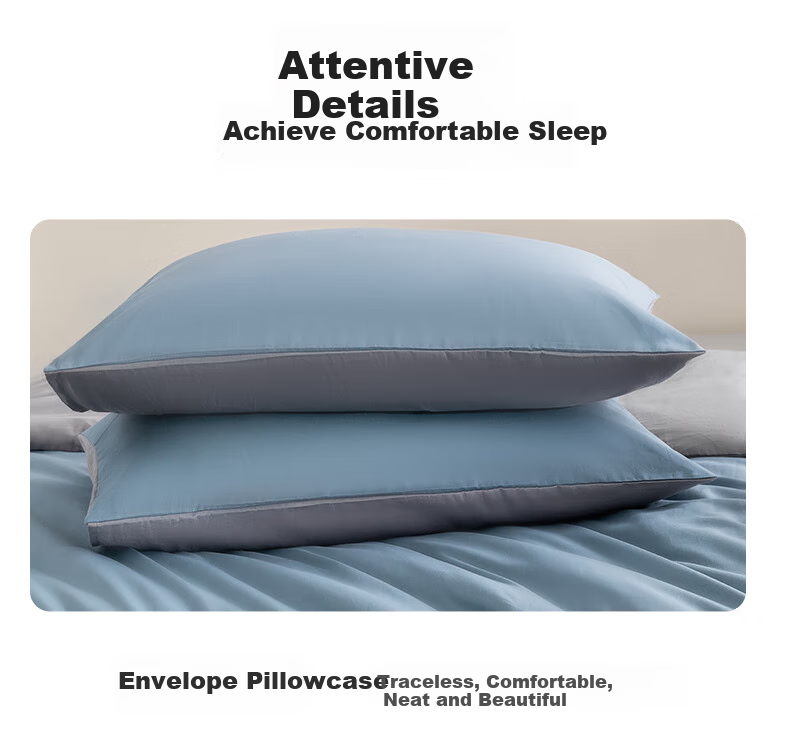 Hengyuanxiang Pure Cotton Four-Piece Set, Class A Antibacterial, 100% Pure Cotton Bedding Set Including Bed Sheet, Duvet Cover, And Pillowcases, for 1.8m Bed, Sky Blue (Duvet Cover 200*230cm) 7