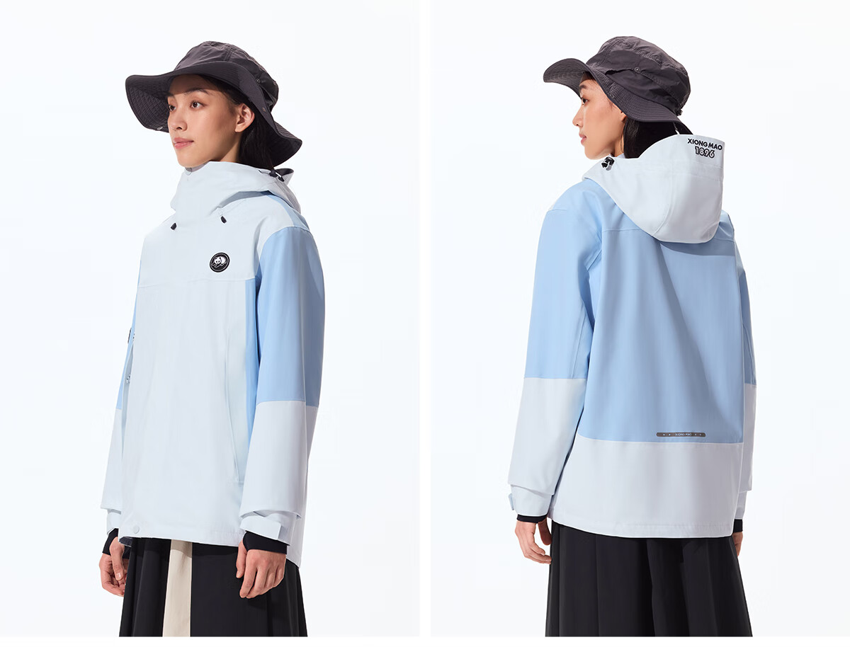 Xiongmao Zhang Yuxi Same Style Outdoor Three-In Jacket for Men And Women, Triple Protection Color-Block Hiking Coat, Midnight Purple, L 13