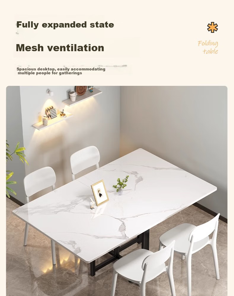 Chibailun Foldable Table for Home Use, Small Apartment Dining Table, No Installation Required, Simple Eating Table, Multifunctional Three-Fold Table for Rental Apartments 4