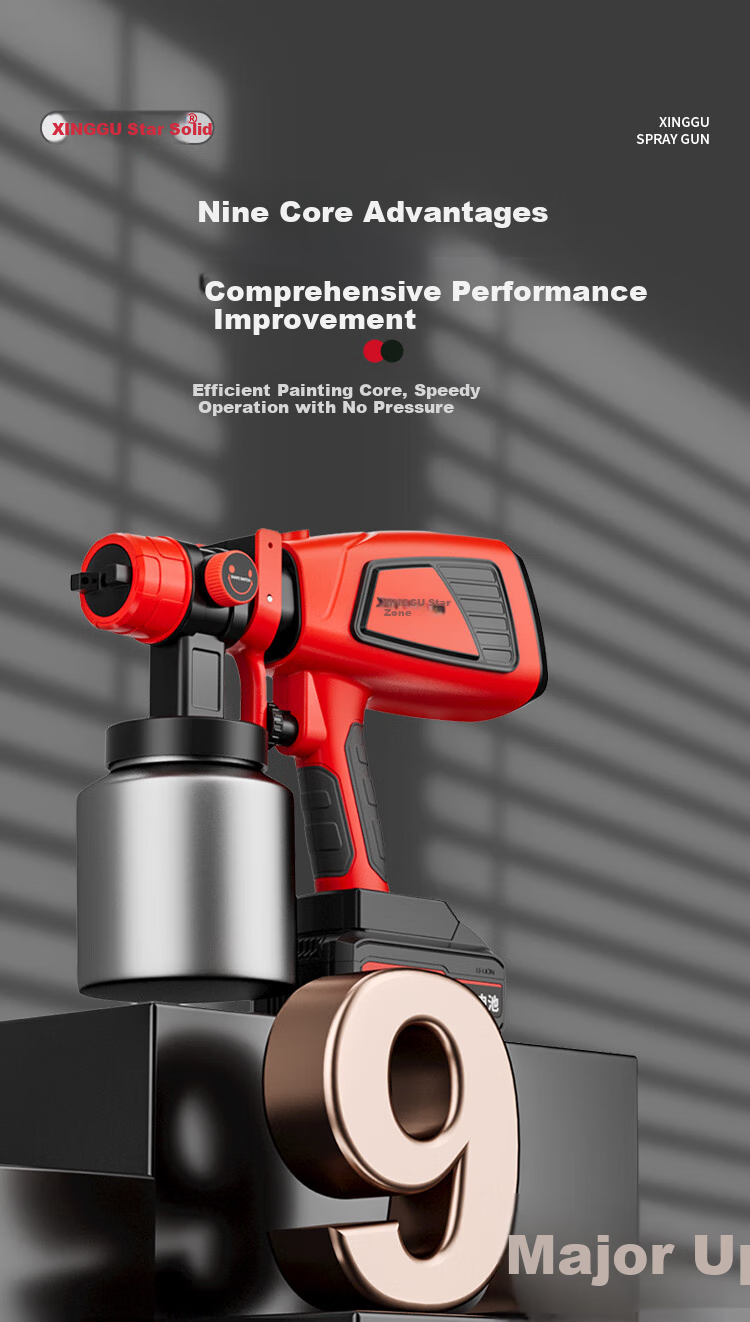 Xinggu Electric Paint Sprayer, Latex Paint Sprayer, Lithium Battery Paint Gun, Wall Painting Tool, Handheld Spray Bottle, High Atomization Single 5