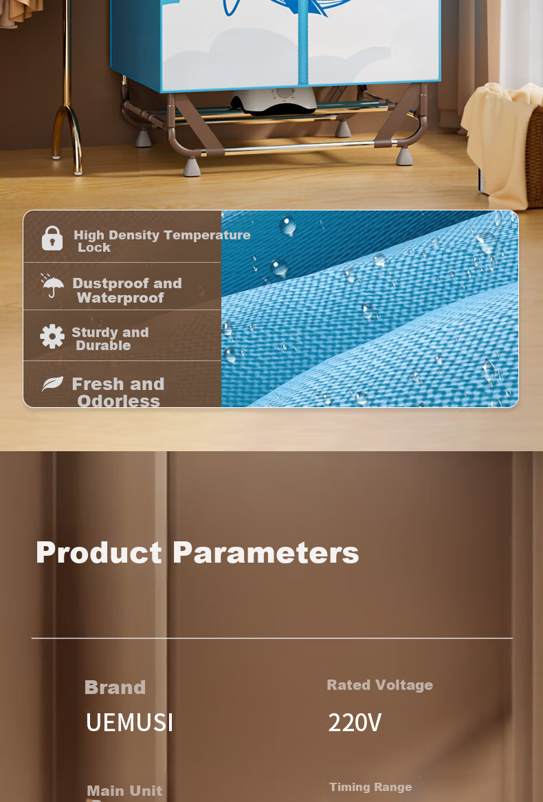 UEMUSI [No Installation Required] Clothes Dryer, Home Use, Easy to Install, Foldable, 650L Capacity, Clothes Drying Machine, Air Dryer, Large Wardrobe Dryer 11