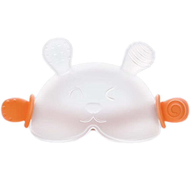 DOCTOR MA Baby Teether, Infant Teething Toy Stick, Comforting Silicone Toy, Anti-Thumb Sucking Teether, Rabbit Orange Color