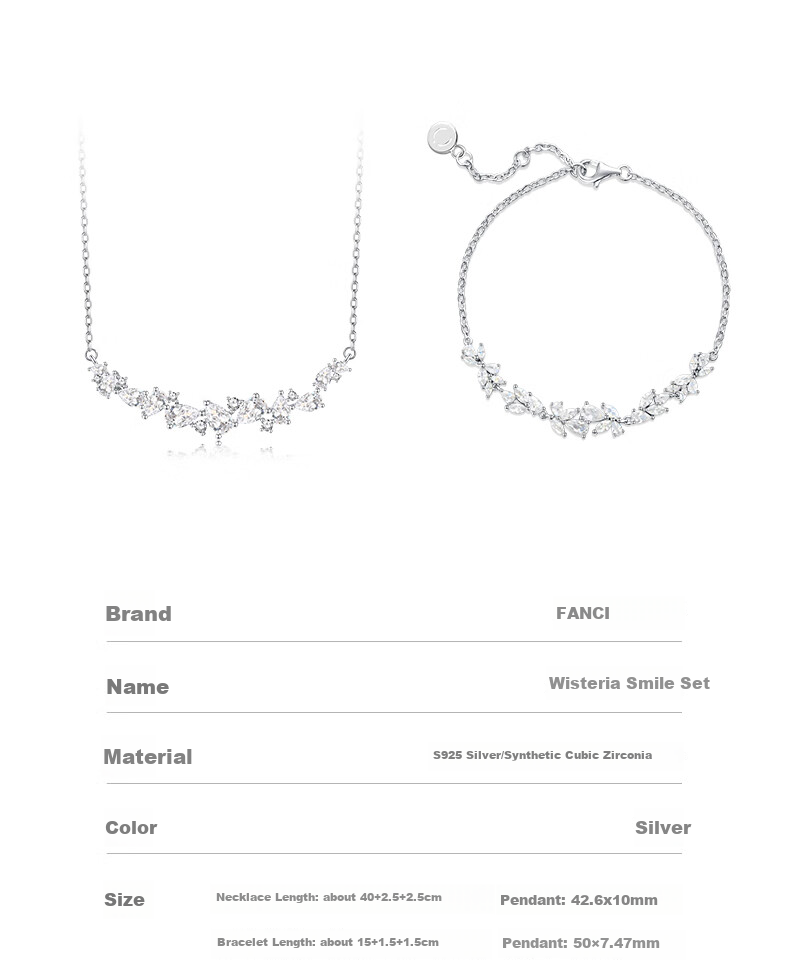 Fanci Wisteria Smile Necklace, White Silver Flower for Girlfriend Or Wife, Birthday Gift, Luxurious And Elegant 7