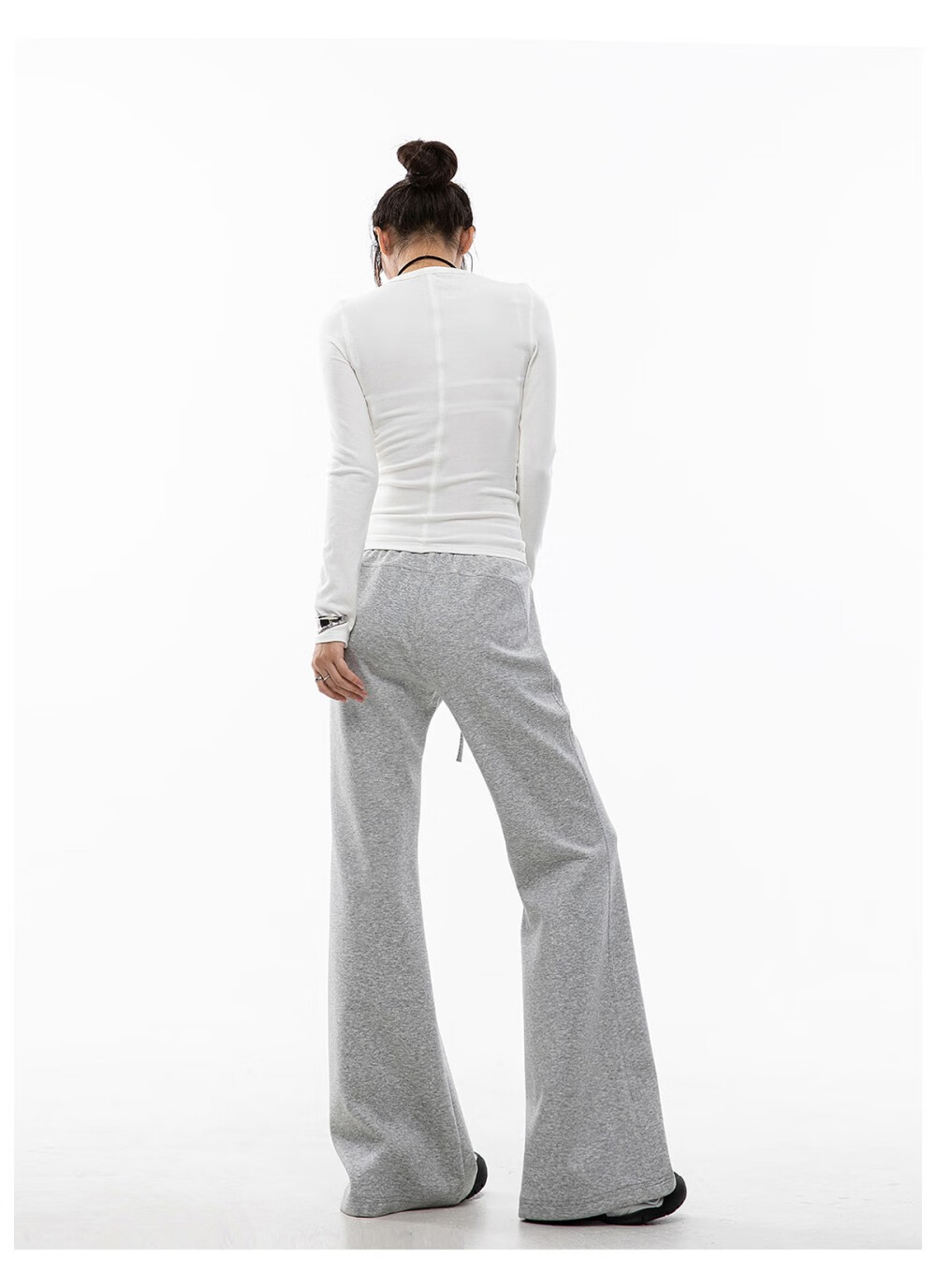 ICH MODE American Style Slight Flare Khaki Pants Women Autumn Winter Slim Wide Leg Casual Sports Sweatpants Heather Gray XL 11