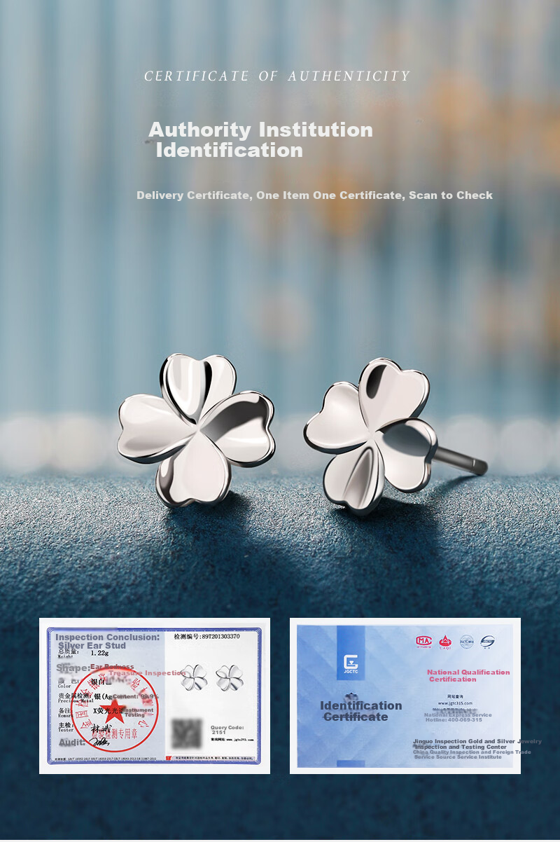 MANHE S999 Sterling Silver Four-Leaf Clover Stud Earrings for Women, New 2026 Style Ear Jewelry, Birthday Gift for Girlfriend Or Female Friend 6