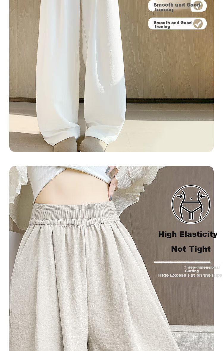 BOPRUIEY High-Waisted Cream-Colored Yamamoto-Style Pants for Women, Spring And Summer 2026 Latest Style, Lazy Casual Straight Wide-Leg Trousers 4